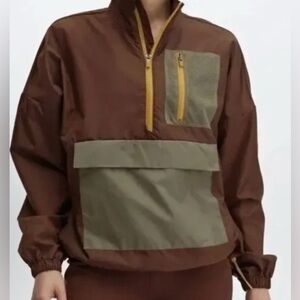 NWT Fabletics Shawn Cropped Half-Zip Brown Jacket Sz M